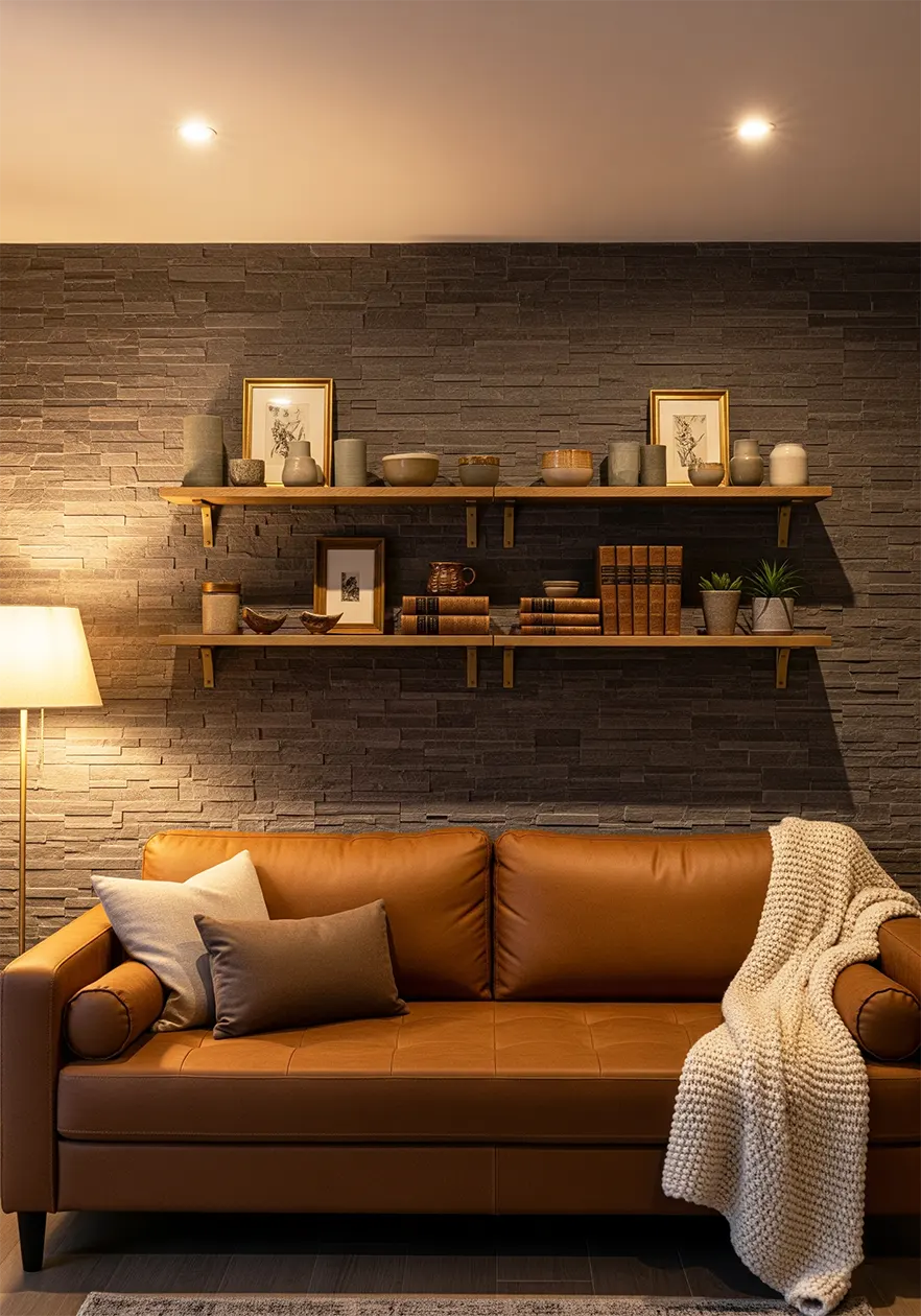 13. Wall Shelves Add a Nice Balance