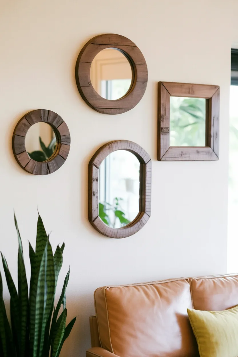 A Wall Full of Rustic Mirrors