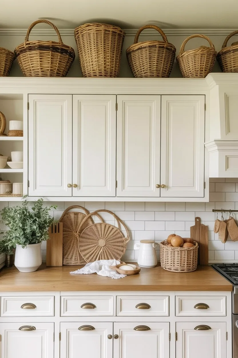 This decor design represents above kitchen cabinet decor ideas to style empty spaces