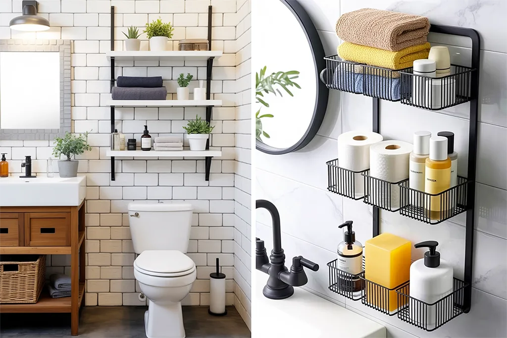 Perfect Bathroom Open Shelving Storage Ideas to Implement Empty Spaces