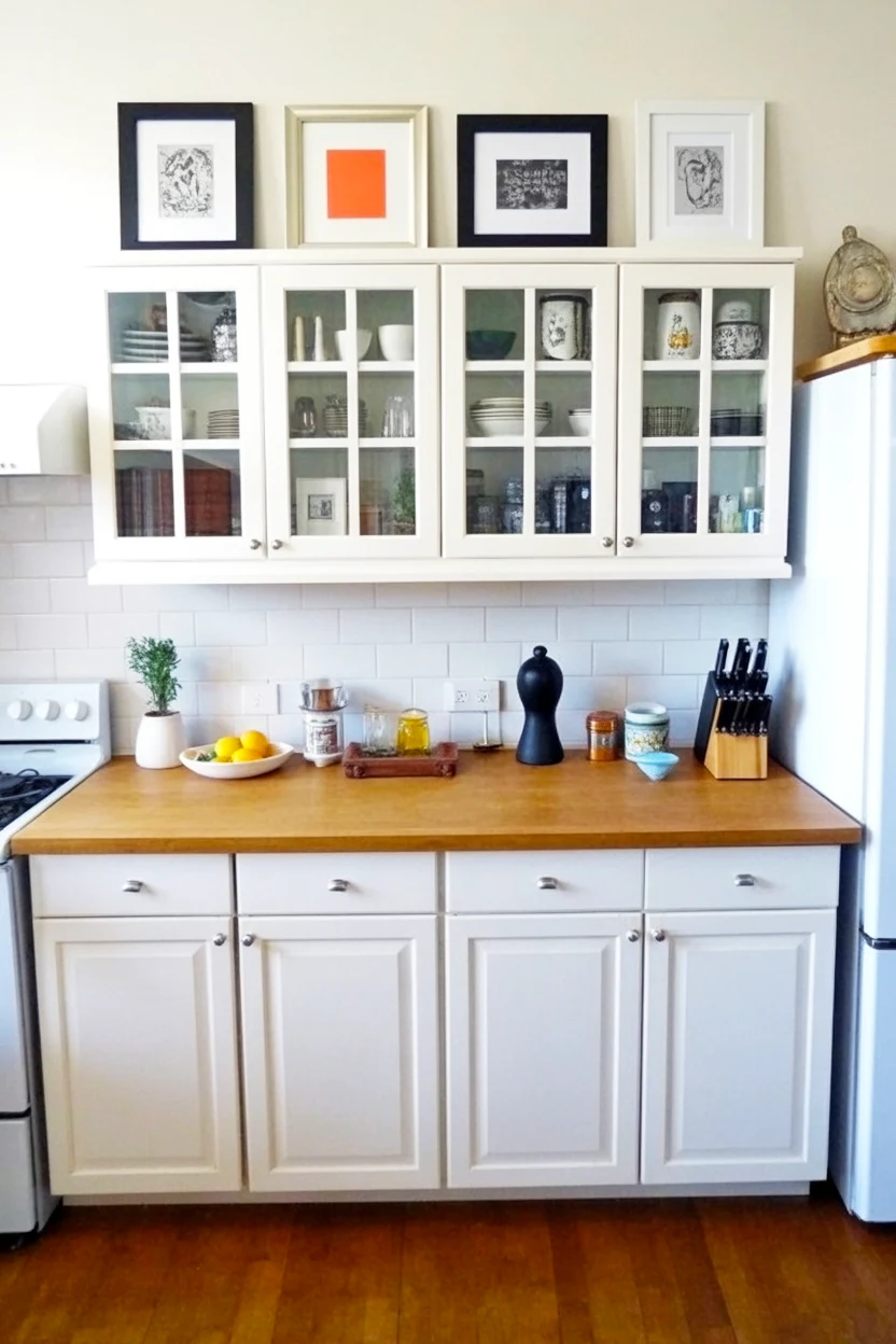 This decor design represents above kitchen cabinet decor ideas to style empty spaces