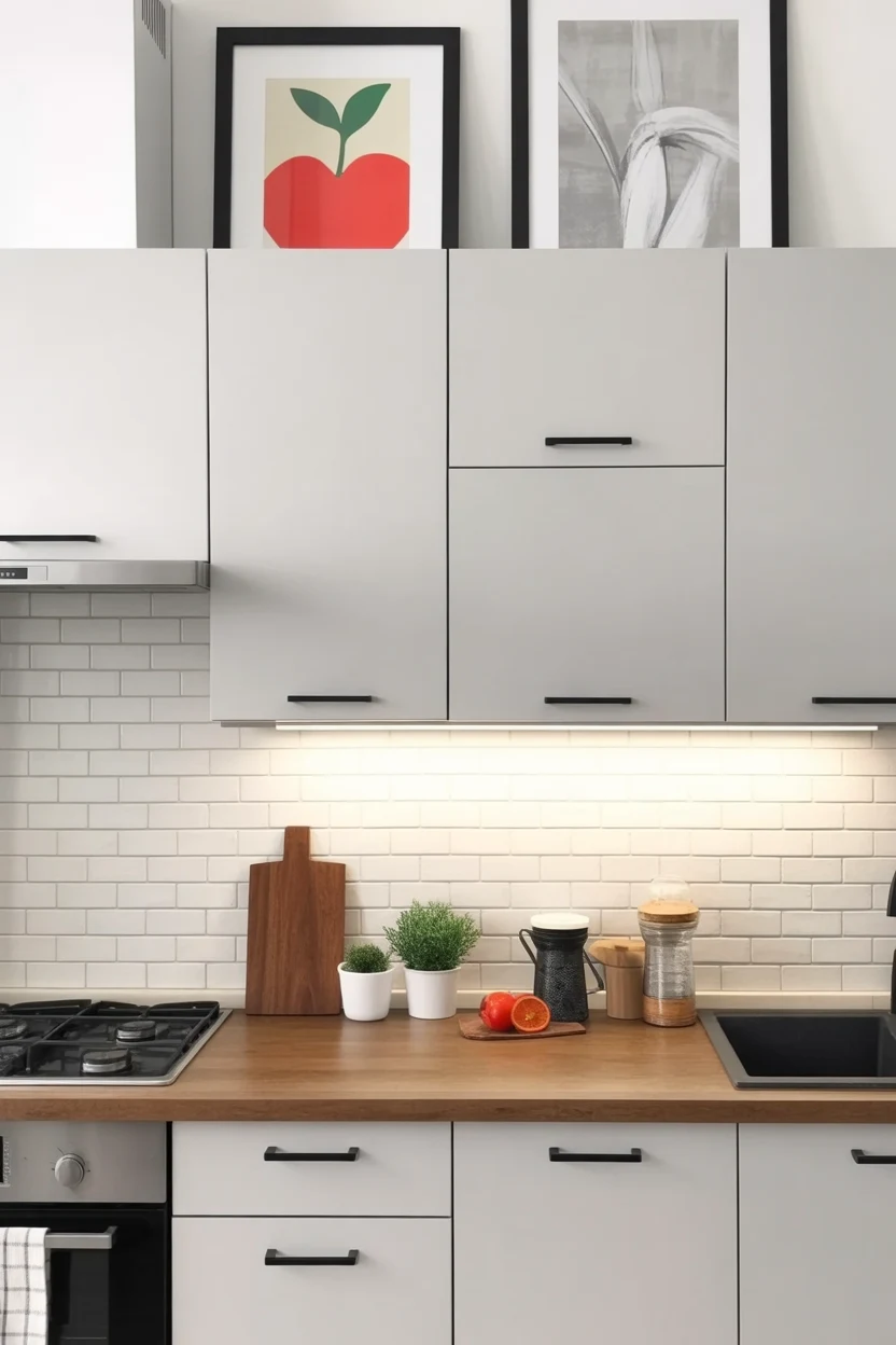 This decor design represents above kitchen cabinet decor ideas to style empty spaces