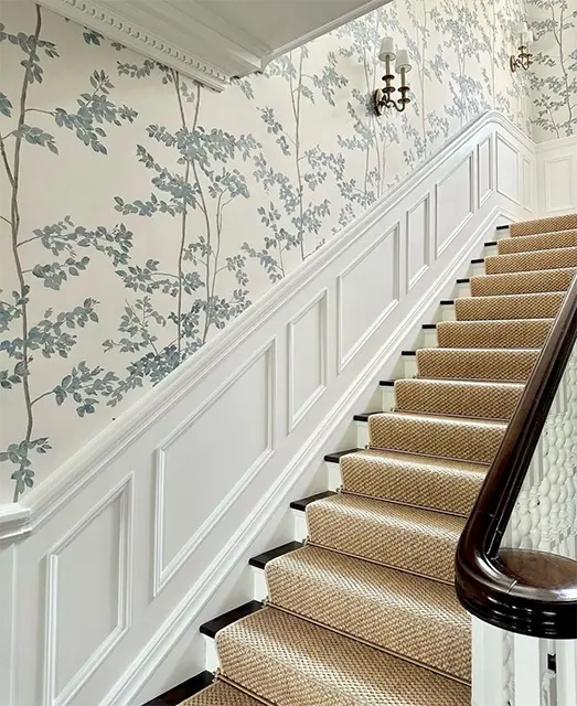 Cover the Stair Wall with Wallpaper